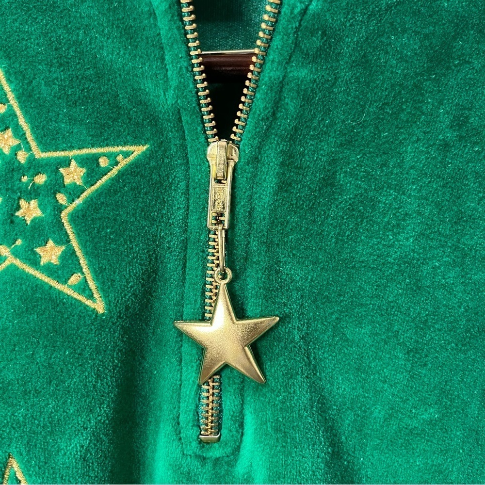 Neiman Marcus Vintage Green Velour Sweatshirt quarter zip Size XL Embroidered - Picture 3 of 16